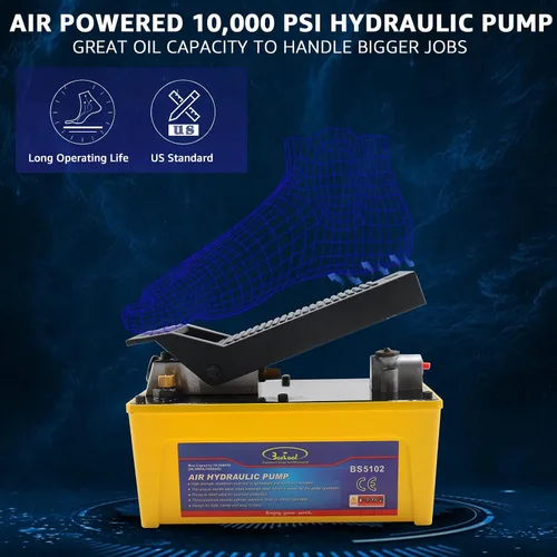 Vista 3 de BESTOOL Bomba hidráulica de aire, depósito de 10,000 PSI de 1/2 galones, salida de aceite NPT de 3/8 pulgadas, tubo de 2 x 6.5 pies, bomba