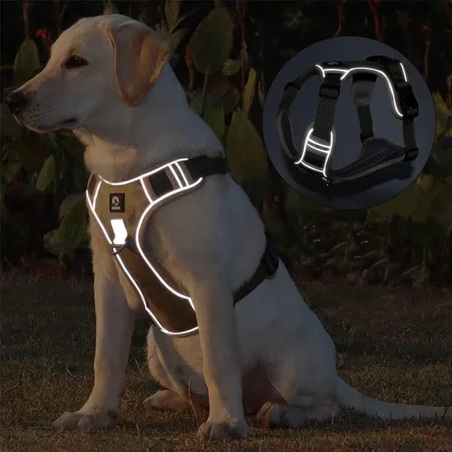 Vista 4 de Tangpan Arnés ajustable Oxford para perro, arnés de chaleco ajustable para mascotas con 2 clips para correa para perros pequeños (negro, pequeño)