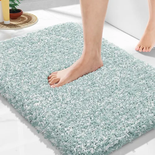 Vista 75 de Yimobra Alfombras de baño en negro y blanco antideslizantes lavables, tapetes de baño ultra suaves y absorbentes de agua, alfombra de ducha suave