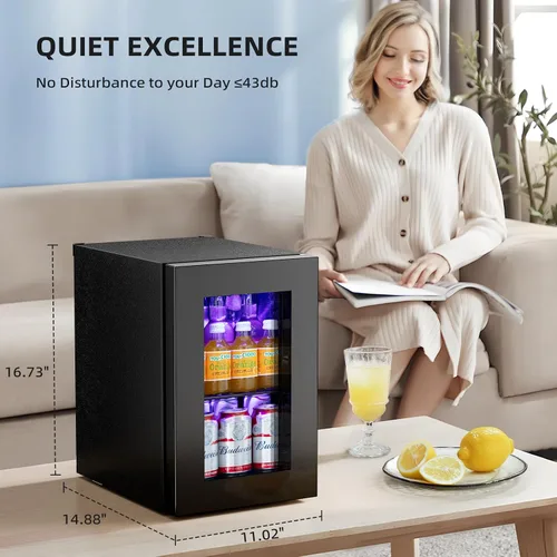 Vista 5 de Antarctic Star Refrigerador de Bebidas Enfriador de 18L, 24 Latas, Mini Refrigerador con Compresor Silencioso, Luz LED, Refrigerador Pequeño