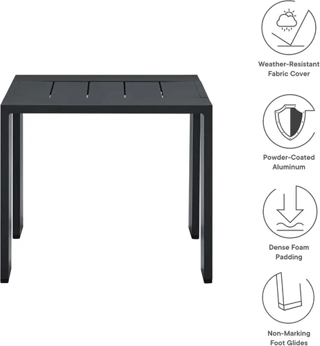 Vista 4 de Modway Tahoe - Mesa auxiliar de aluminio con recubrimiento de polvo para patio al aire libre, color gris