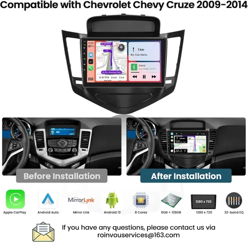 Vista 2 de Radio de coche de 8 núcleos 6+128G para Chevrolet Chevy Cruze 2009-2014