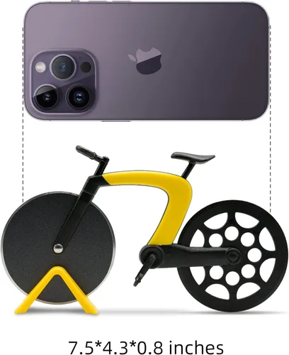 Vista 8 de Rueda cortadora de pizza para bicicleta con soporte, cuchillo de pizza de acero inoxidable de 2.4 pulgadas, superficie esmerilada antiadherente