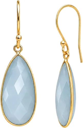 Vista 12 de Gempires - Aretes largos de gota con piedras preciosas facetadas para mujer