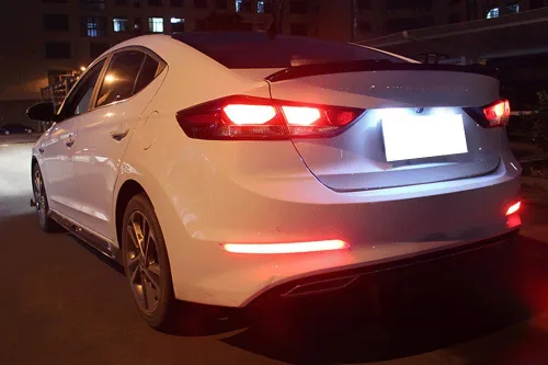 Vista 7 de iJDMTOY luces LED de reflector de parachoques completo lente roja Compatible con 2017 2018 Hyundai Elantra Sedán, función como luces traseras