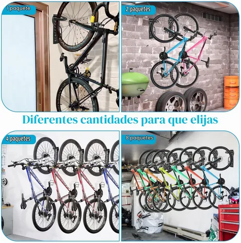 Vista 2 de DkOvn Paquete de 1/2/4 Soportes de Pared para Bicicleta de Garaje, Soporte de Pared para Bicicleta con Tornillos, Soporta hasta 66 lb