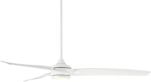 Vista 5 de Casa Vieja La Jolla Surf - Ventilador de techo moderno de 3 aspas de 60 pulgadas con luz LED regulable, control remoto, blanco mate para sala
