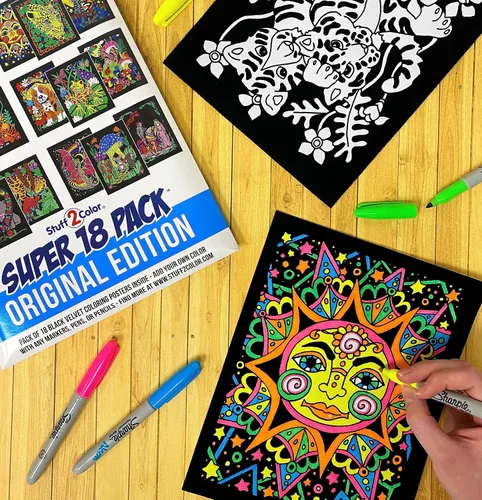Vista 3 de Paquete a granel de 108 pósteres de terciopelo mullido para colorear (2 de cada 54 pósteres únicos para colorear), ideal para escuelas