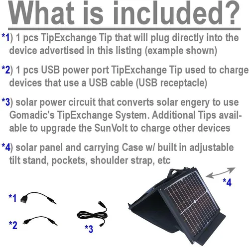 Vista 2 de Gomadic Nintendo 3DS - Cargador solar portátil de alta potencia compatible con SunVolt