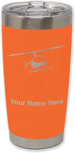 Vista 40 de LaserGram Vaso aislado al vacío de 20 onzas, helicóptero 2, grabado personalizado incluido (negro)