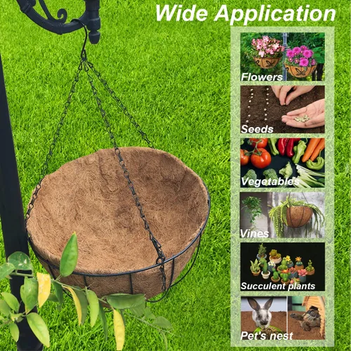 Vista 2 de 4 forros de coco para macetas, revestimientos redondos de coco para jardineras de ventana, cesta colgante de 8/10/12/14/16 pulgadas, tapete grueso