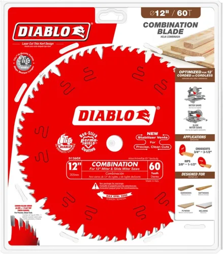 Vista 2 de Diablo D1260X - Hoja de sierra combinada de eje de 12 pulgadas por 60t de 1 pulgada