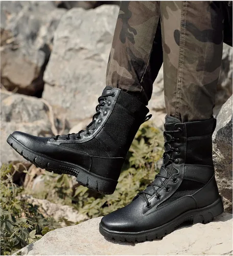 Vista 7 de Botas tácticas para hombre, botas de combate ligeras, botas de trabajo duraderas, botas de desierto