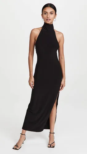 Vista 2 de Norma Kamali Vestido halter con abertura lateral de tortuga para mujer