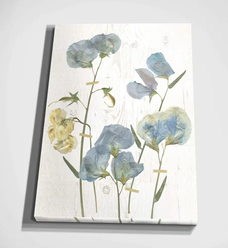 Vista 8 de Lienzo decorativo para pared, diseño de guisantes dulces azules I
