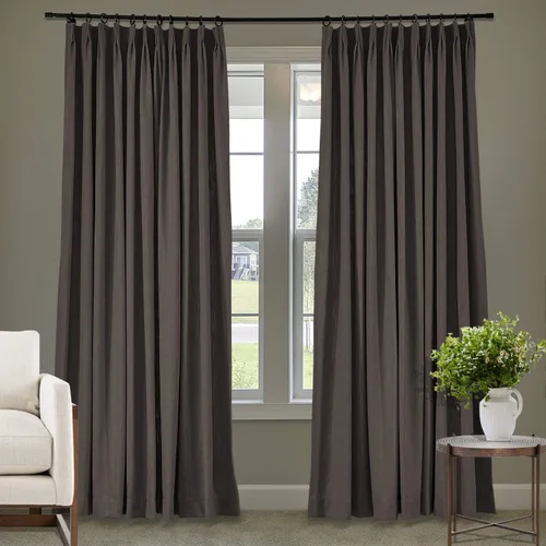 Vista 115 de Frelement Cortinas plisadas de lino de algodón de 100 pulgadas de ancho y 102 pulgadas de largo, cortinas con reducción de ruido para sala