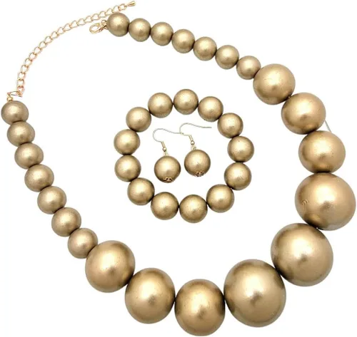 Vista 4 de BA UNIQUE FASHION Juego de collar grueso y grande de perlas simuladas para mujer