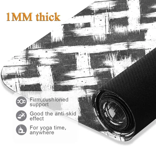 Vista 5 de Black White Blocks Yoga Mat Non Slip Thick Kids Eco Friendly Rubber Workout Foldable Yoga Mat Women Exercise