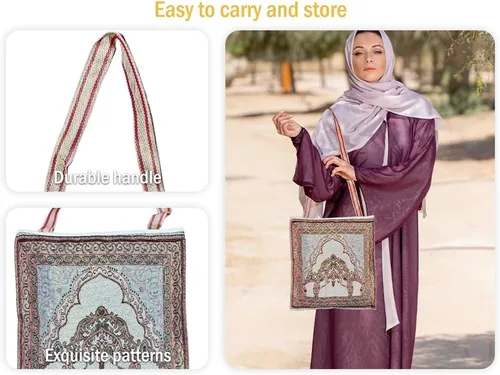 Vista 6 de Tapete de oración islámica de diseño elegante, ideal para regalos de Ramadán y seres queridos
