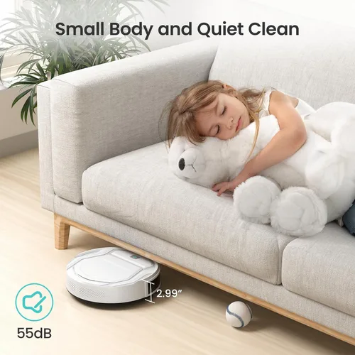Vista 4 de Lefant Robot aspirador M210P, limpieza programada, carga automática automática, oferta para pelo de mascotas, blanco