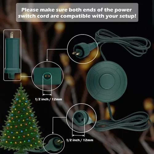Vista 2 de Cable de alimentación Goodsby encendido/apagado para luces de árbol de Navidad, iluminación festiva, luz de cadena LED impermeable con conector