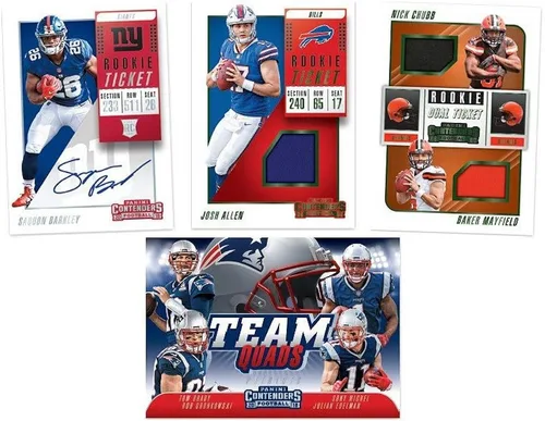 Vista 2 de Panini Contenders NFL Football BLASTER caja 2018 (40 cartas incluyendo una tarjeta de recuerdo o autógrafo)