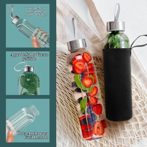 Vista 5 de Kitchen Lux Botellas de agua de vidrio de 24 oz (juego de 4) con mangas