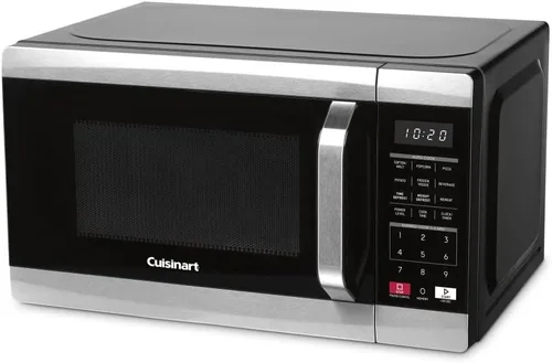 Vista 4 de Cuisinart CMW-70 Horno de microondas de acero inoxidable, quemador doble de plata y hierro fundido, 11.5 pulgadas de largo x 19.5 pulgadas de ancho