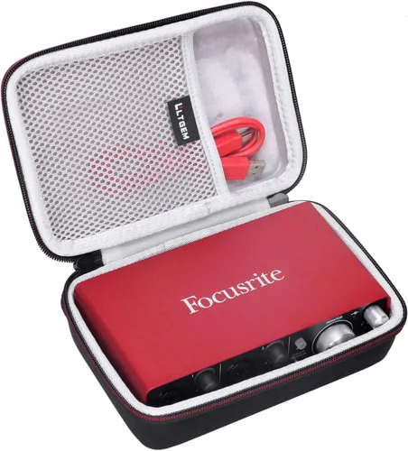 Vista 6 de LTGEM - Funda para interfaz de audio USB Focusrite Scarlett 2i2/Solo de 4ª generación Hard EVA Shell, Water-Resistant, Shock Protection