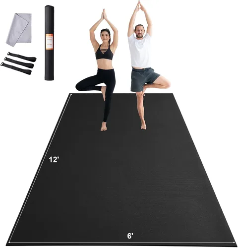 Vista 11 de VEVOR Large Exercise Mat, 12'x6'/10'x6'/9'x6'/8'x6'/8'x5'/7'x5'/6'x4' (7mm) Extra Thick, Non Slip High Density Premium Workout Mat, Exercise Yoga