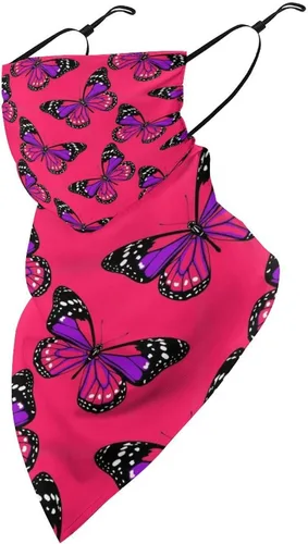 Vista 18 de Bufanda triangular reutilizable para la cara, bufanda con lazo para las orejas, bandana con protección solar UV