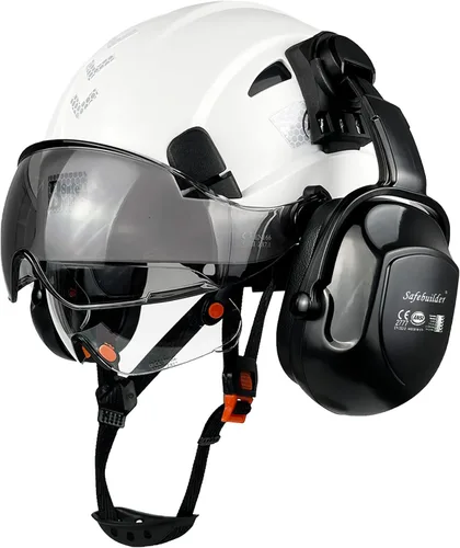 Vista 10 de SAFEBUILDER Casco de Seguridad Industrial con Visera Orejeras Casco Duro con Visera Cascos Duros Ventilados Trabajo de Construcción Protección