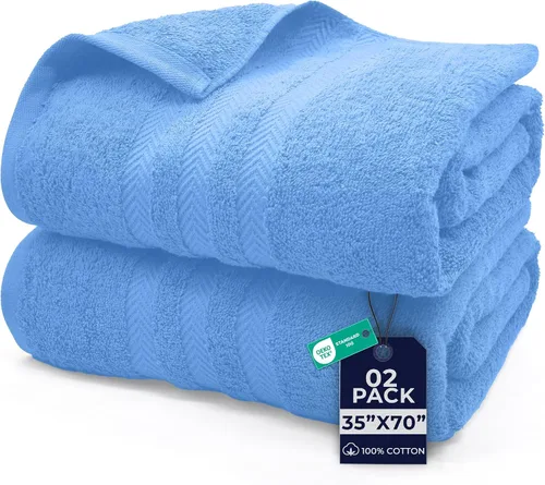 Vista 20 de DAN RIVER Paquete de 2 toallas de baño extra grandes de 35 x 70 pulgadas, toallas de baño grandes para adultos, juego de toallas de gran