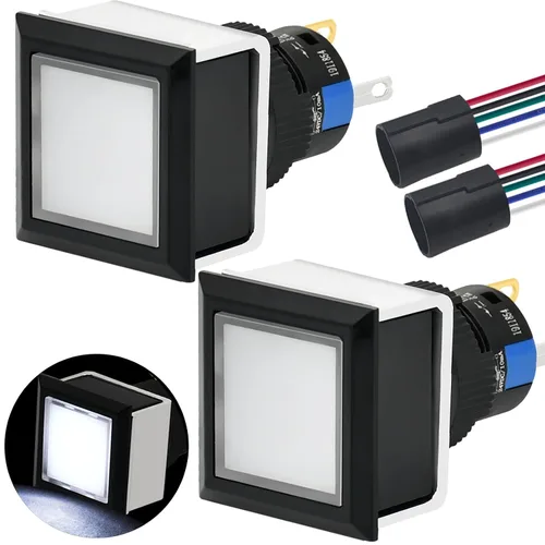 Vista 16 de Interruptor de botón cuadrado 21 * 21 mm 0,83" agujero de montaje cuadrado UL Certificado con luz azul 24 V 1NO 1NC SPDT ENCENDIDO/APAGADO
