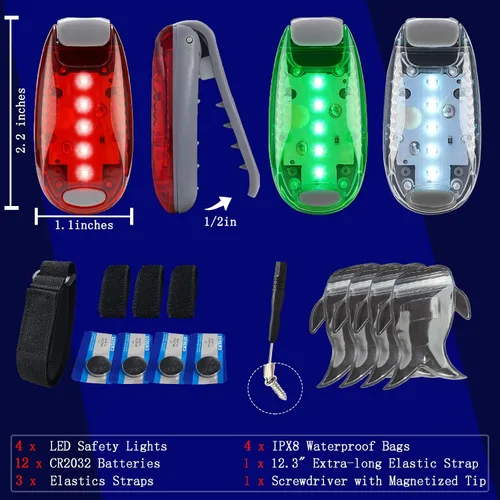 Vista 4 de Amzonly 4Pack Kayak Lights with IPX8 Fish-shaped Waterproof Bag, Battery Operated Navigation Lights for Night Kayaking, Clip on for Paddle board