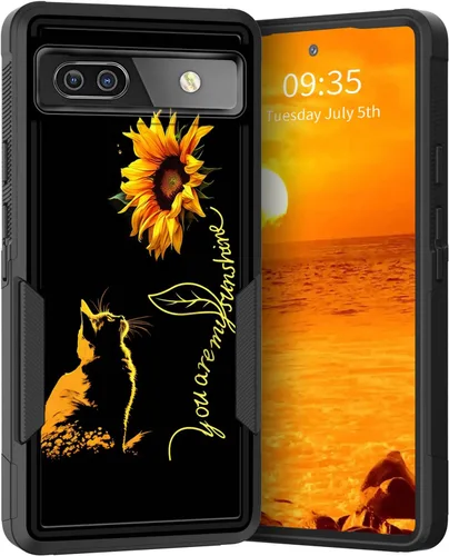 Vista 35 de Funda para Pixel 6A, Híbrida de Doble Capa de Servicio Pesado Resistente a Prueba de Golpes PC Duro + Funda Protectora de Silicona Suave para Google