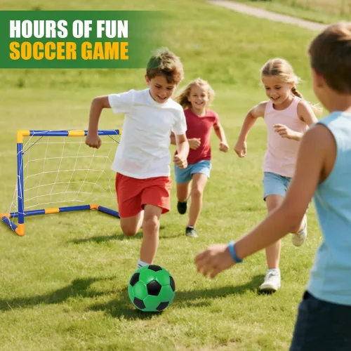 Vista 6 de Soccer Goal Set 23" W×18" H×12" D, Portable Soccer Goal Training Equipment, Mini Soccer Net with 3 Soccer Ball for Sports Game, Soccer Set for Kids
