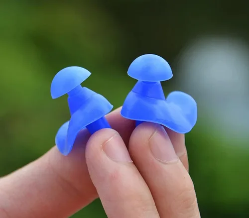 Vista 3 de Tapones para los oídos de natación, clip para la nariz, tapones para los oídos de natación, paquete de 3 pares de tapones de silicona reutilizables
