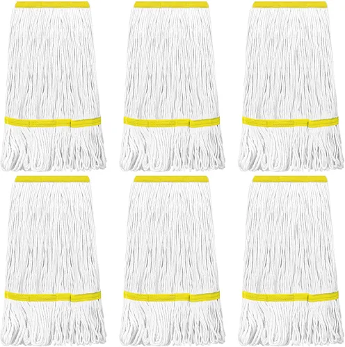 Vista 14 de Eccliy - Juego de 6 cabezales de repuesto para trapeador de 18 onzas, color azul, naranja Heavy Duty Commercial Refills, Washable Cotton String