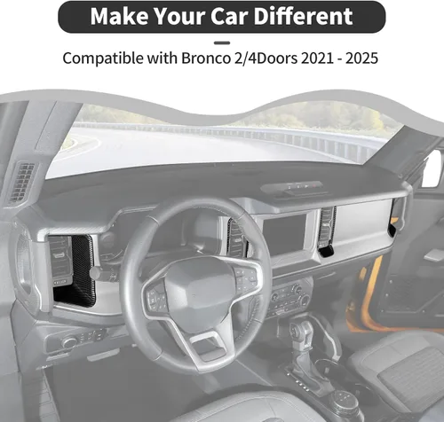 Vista 3 de Cubierta de anillo lateral de ventilación de aire para consola central Ford Bronco 2/4 puertas 2021 2022 2023 2024 Accesorios interiores