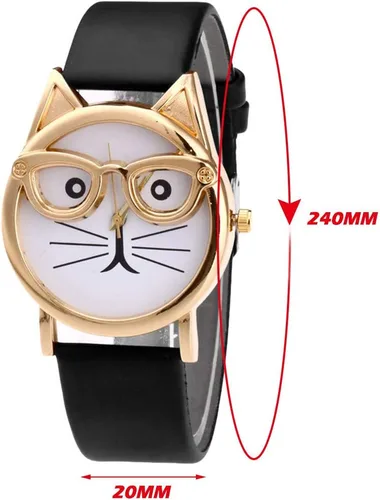 Vista 4 de COOKI - Reloj de cuarzo para mujer, analógico, hembra, con estampado de búho, relojes de cuero para mujer, con banda de cuero