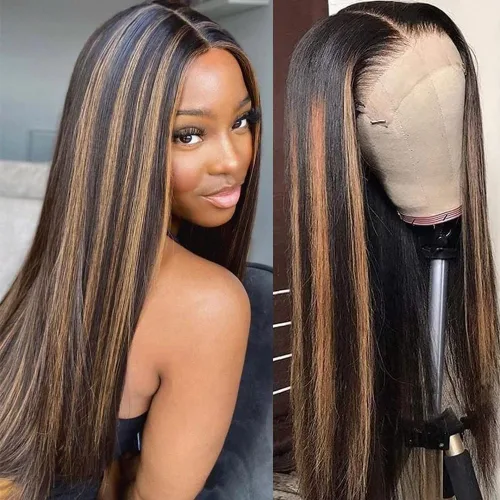 Vista 22 de Peluca de cabello humano ondulado con encaje frontal de 13 x 4, FB30, peluca de cabello humano con reflejos FB30, 200% de densidad, peluca balayage