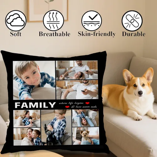 Vista 5 de Best Mom Ever Custom Pillows with Picture Personalized Photo Collage Throw Pillow Cover Case with Photos Pictures Kids Family Couple Valentines Day