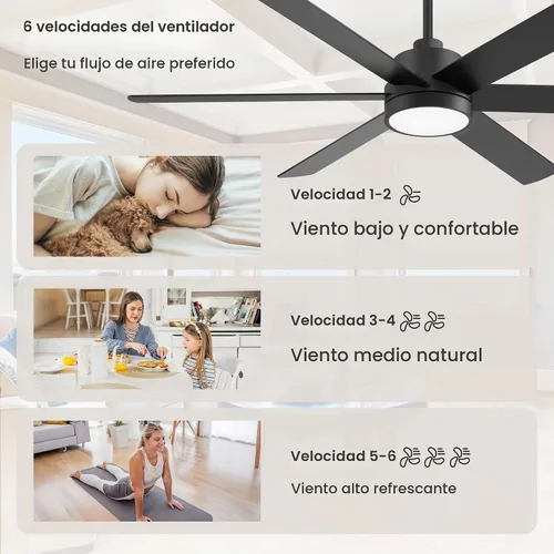 Vista 6 de Ventiladores de techo de 60 pulgadas con luces y control remoto, ventilador