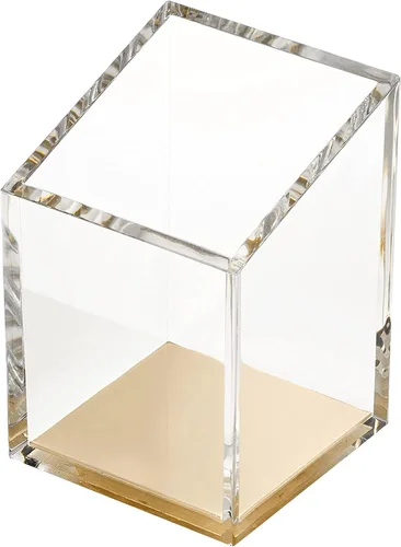 Vista 9 de OfficeGoods Portalápices y bolígrafos acrílicos - Diseño moderno trapezoidal - Hermoso organizador de escritorio para el hogar u oficina - Base