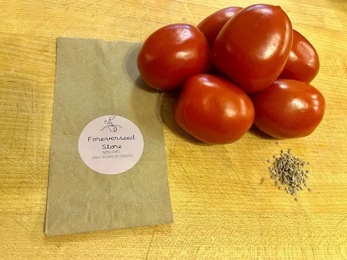 Vista 9 de Semillas de tomate Roma VF Heirloom Non GMO 250 Seeds Se envía en envases de papel reciclado compostable