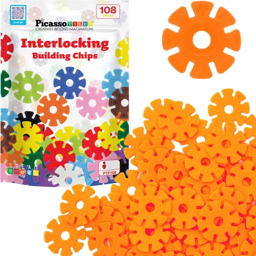 Vista 13 de PicassoTiles Juego de 600 fichas de construcción entrelazadas con bloques de disco creativos, juguetes de aprendizaje STEM para educación temprana