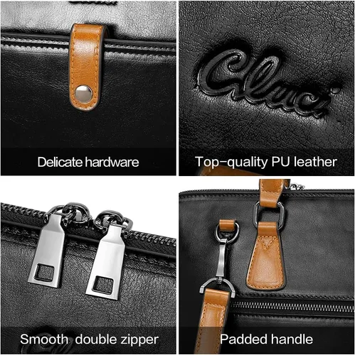 Vista 5 de CLUCI Maletín de cuero para mujer 15.6 pulgadas portátil de negocios vintage delgado bolso de hombro de las señoras
