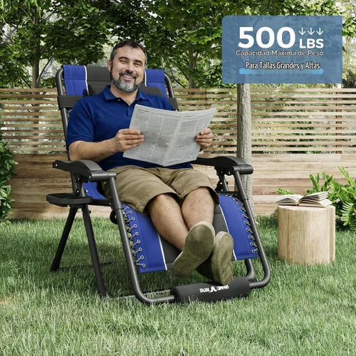 Vista 2 de UDPATIO Silla de gravedad cero de gran tamaño, reclinable acolchado completo para exteriores, asiento reclinable ajustable plegable para patio