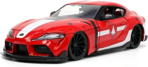 Vista 3 de Jada Toys Robotech 1:24 2020 Toyota Supra - Coche fundido a presión con figura de ley Miriya de 2.75 pulgadas, juguetes para niños y adultos